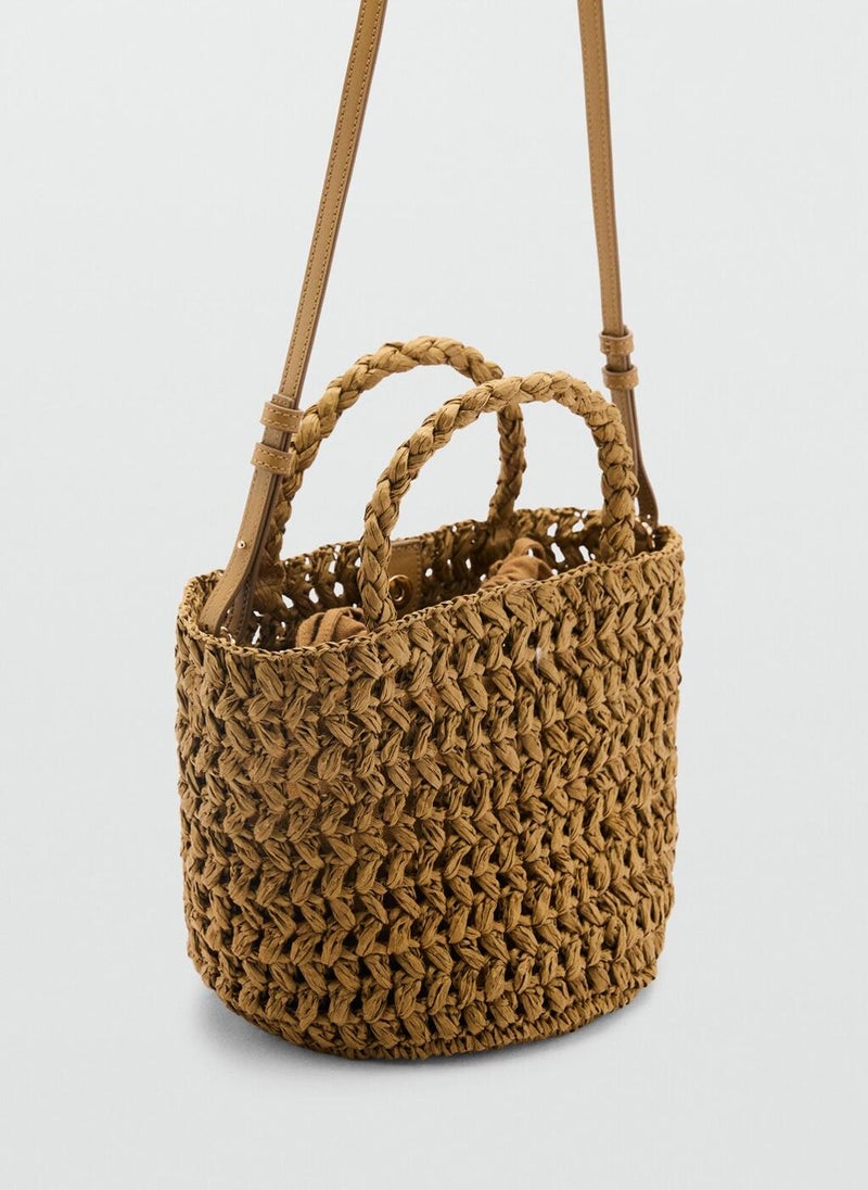 Natural Fiber Double Handle Bucket Bag