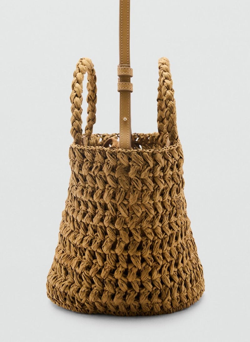 Natural Fiber Double Handle Bucket Bag