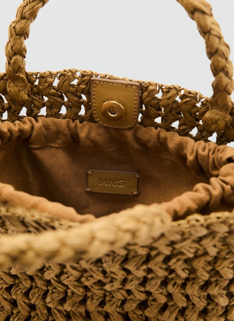 Natural Fiber Double Handle Bucket Bag