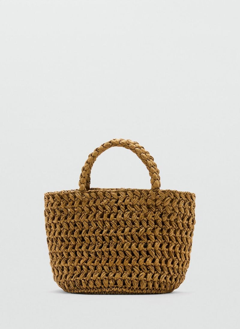 Natural Fiber Double Handle Bucket Bag