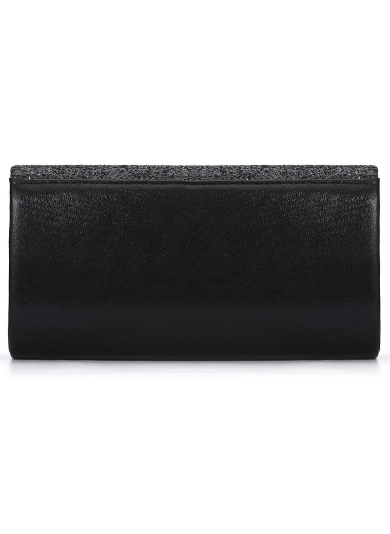 Black detachable chain sparkling evening clutch luxury envelope clutch with wedding formal cocktail party