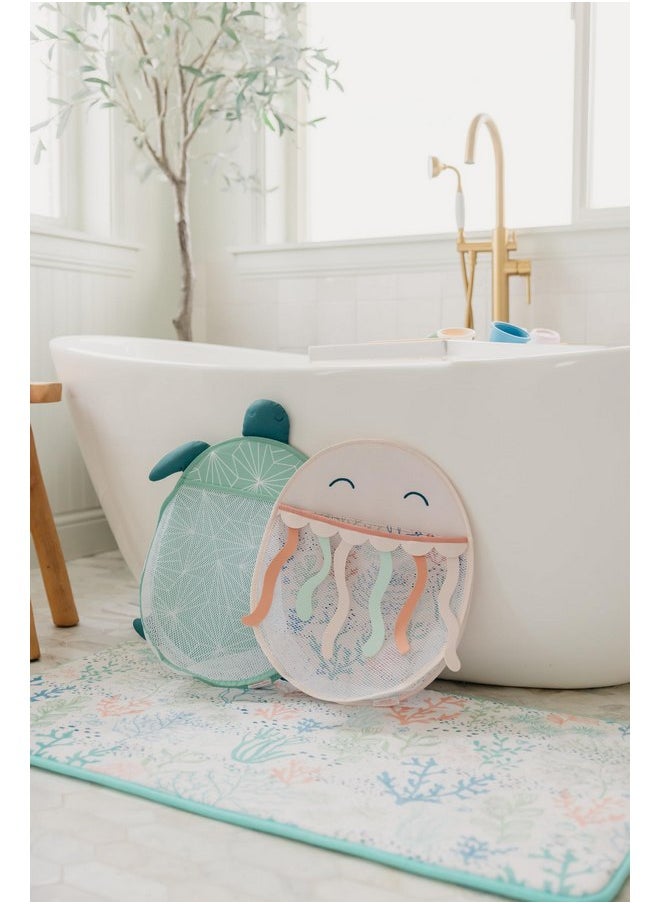 Copper Pearl Oceana Bath Toy Organizer with Suction Cups Extra-Large Mesh Bath Toy Holder for Bathtub, Quick-Dry Bath Toy Storage Net, Convenient Bath Toy Net for Tub - Cora