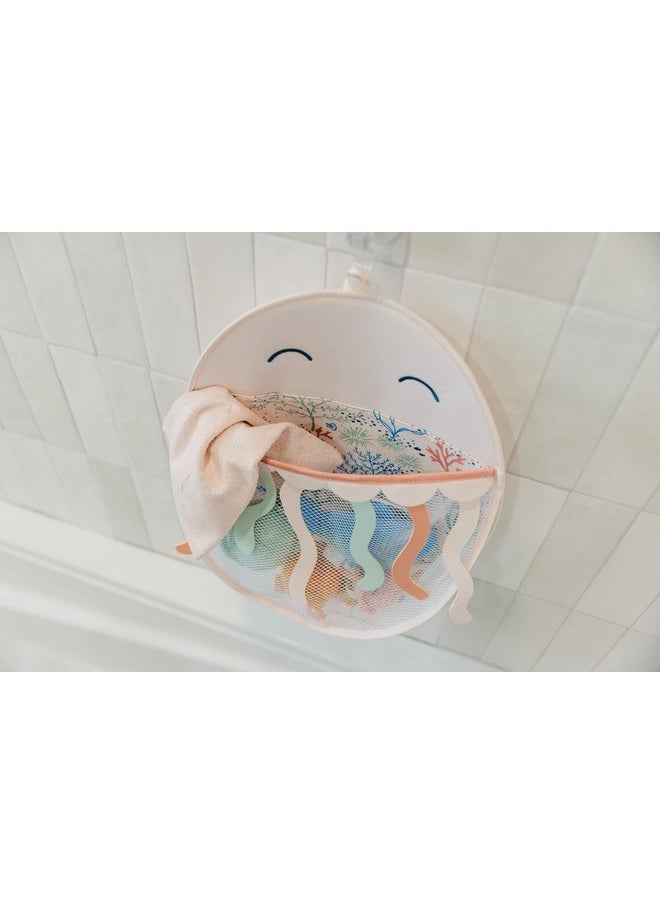 Copper Pearl Oceana Bath Toy Organizer with Suction Cups Extra-Large Mesh Bath Toy Holder for Bathtub, Quick-Dry Bath Toy Storage Net, Convenient Bath Toy Net for Tub - Cora