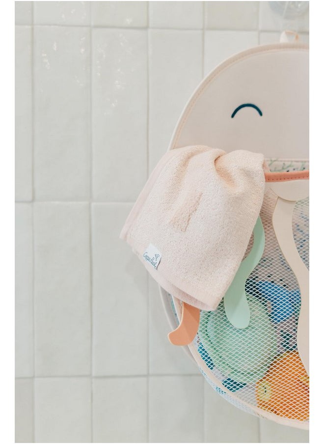 Copper Pearl Oceana Bath Toy Organizer with Suction Cups Extra-Large Mesh Bath Toy Holder for Bathtub, Quick-Dry Bath Toy Storage Net, Convenient Bath Toy Net for Tub - Cora