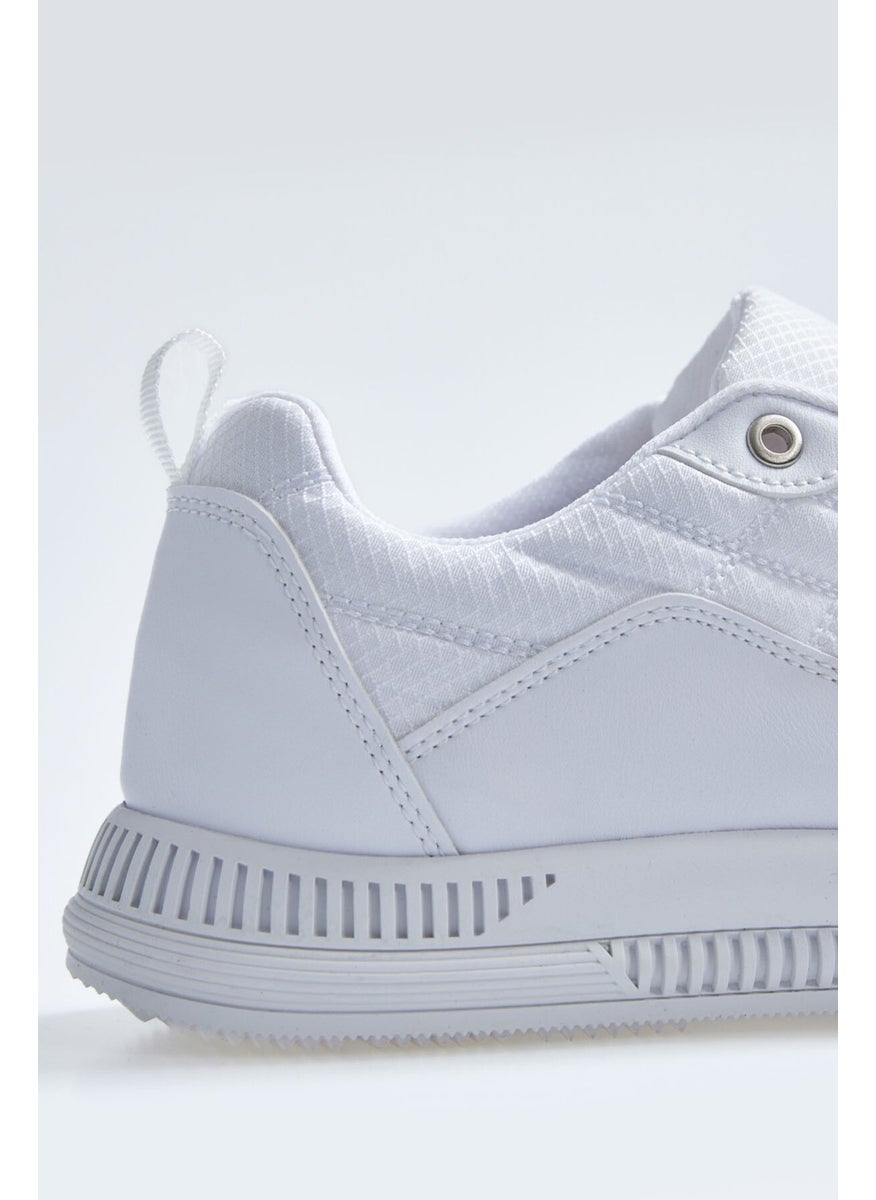 White Laced Quilted Leather Detailed Men's Sneakers - 89096