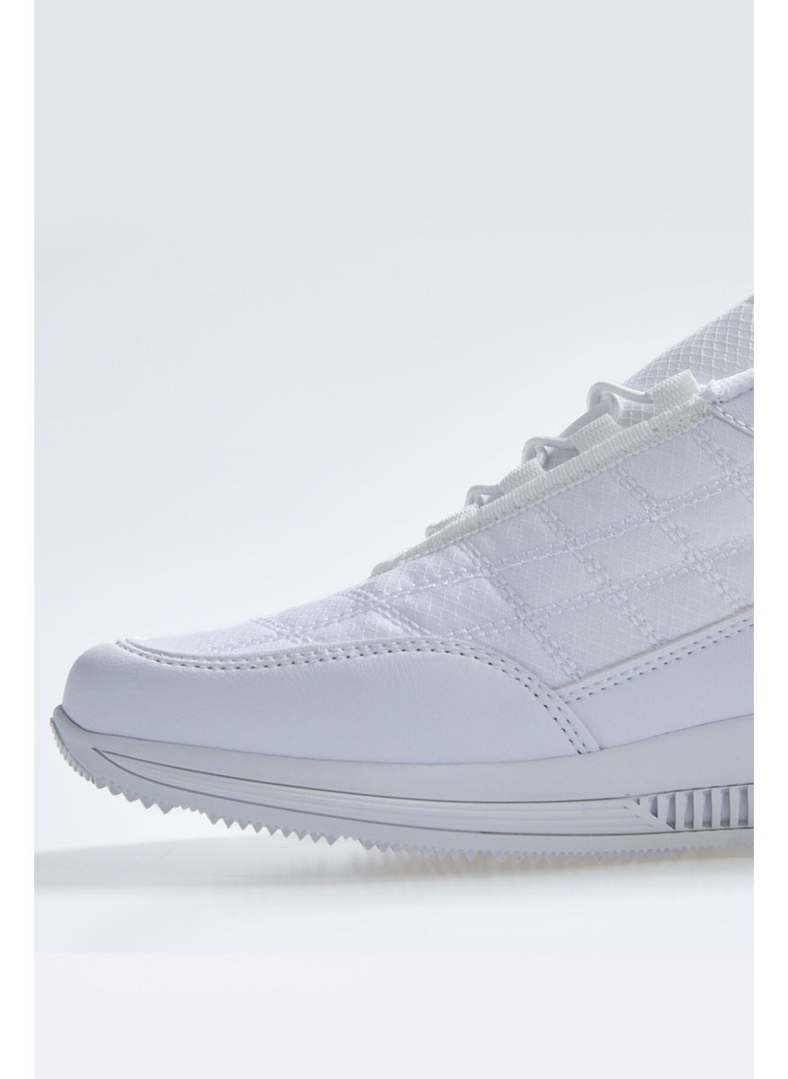 White Laced Quilted Leather Detailed Men's Sneakers - 89096