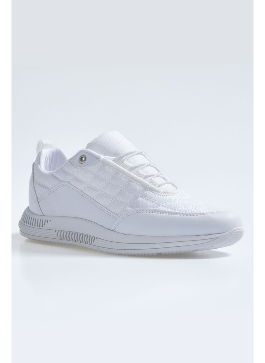 White Laced Quilted Leather Detailed Men's Sneakers - 89096