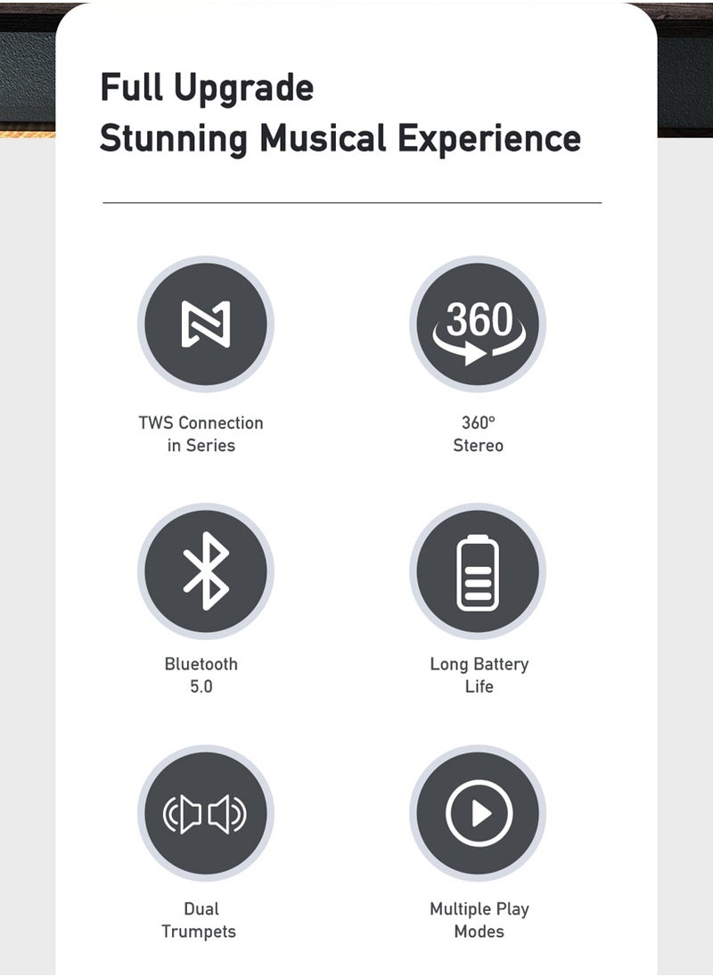 10W Bluetooth Speaker - Wireless speaker for PCs, laptops, TVs, smartphones, and tablets - Mini home theater with surround sound - Supports USB/AUX/TF card/TWS interconnect