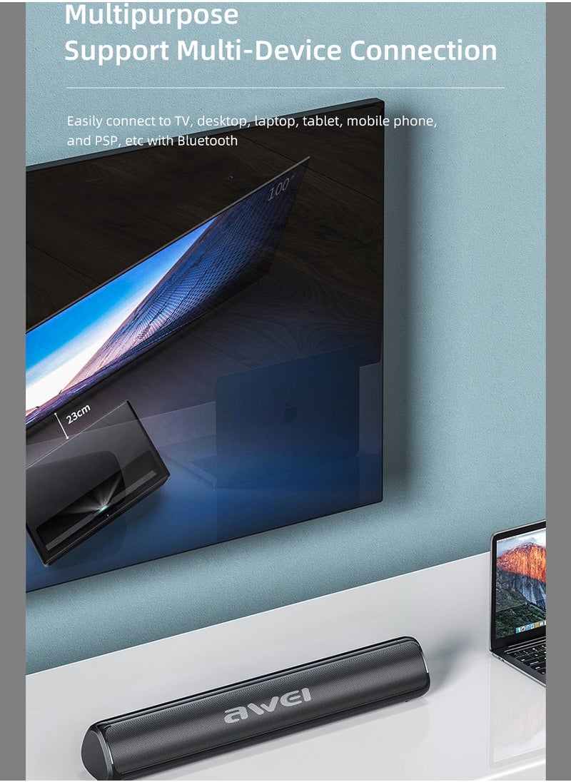 10W Bluetooth Speaker - Wireless speaker for PCs, laptops, TVs, smartphones, and tablets - Mini home theater with surround sound - Supports USB/AUX/TF card/TWS interconnect