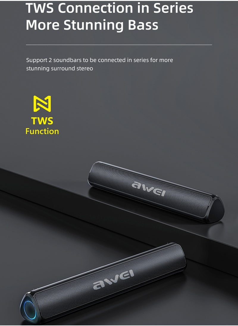 10W Bluetooth Speaker - Wireless speaker for PCs, laptops, TVs, smartphones, and tablets - Mini home theater with surround sound - Supports USB/AUX/TF card/TWS interconnect