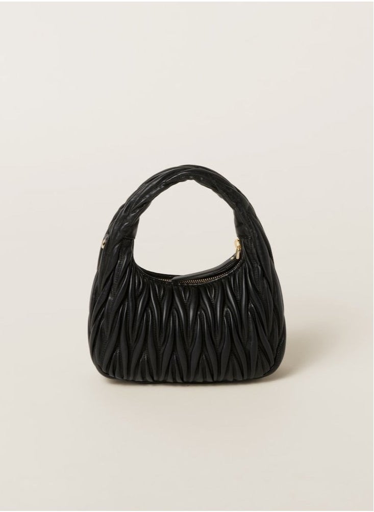 MIU MIU Wander Matelass é Crescent Bag Women's Handbag Adjustable Shoulder Bag (Black)