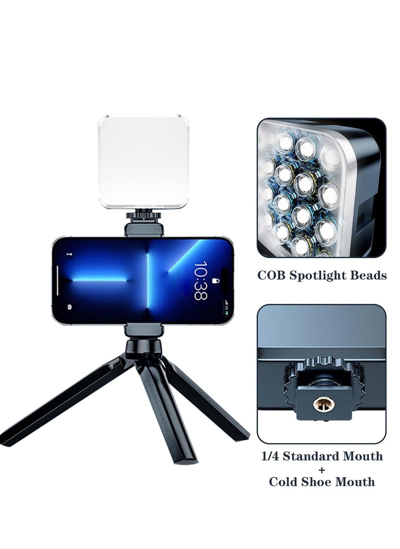 Rectangle Selfie Light with Tripod Stand, LED Light Phone Tripod Portable Phone Holder for iPhone Android Laptop Tablet Video Conference Lighting YouTube Makeup TIK Tok Live Stream