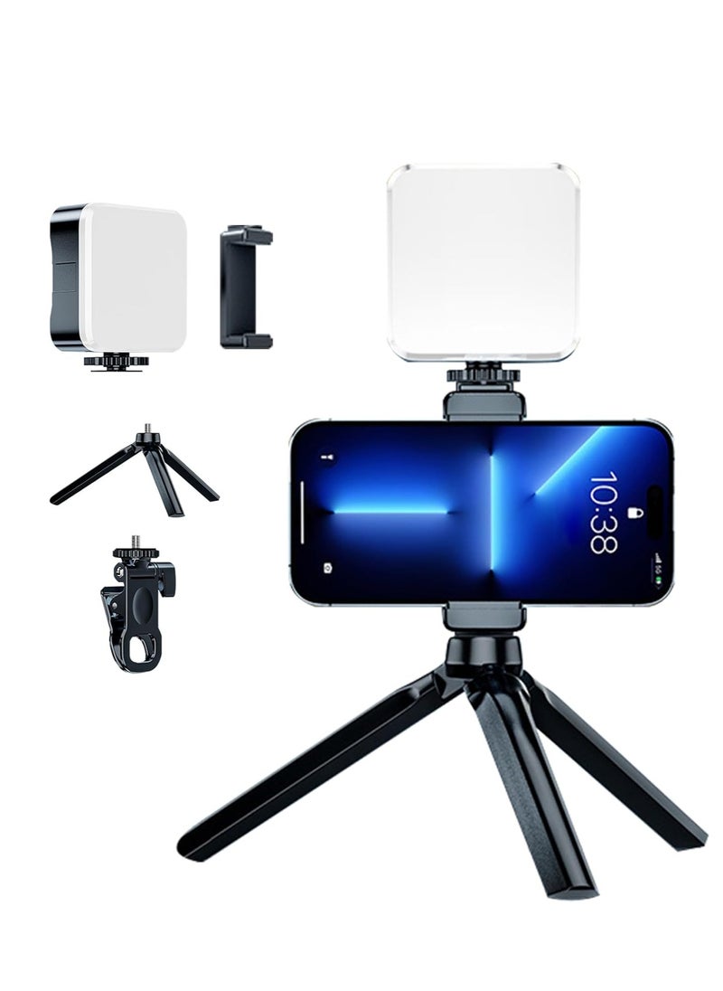 Rectangle Selfie Light with Tripod Stand, LED Light Phone Tripod Portable Phone Holder for iPhone Android Laptop Tablet Video Conference Lighting YouTube Makeup TIK Tok Live Stream