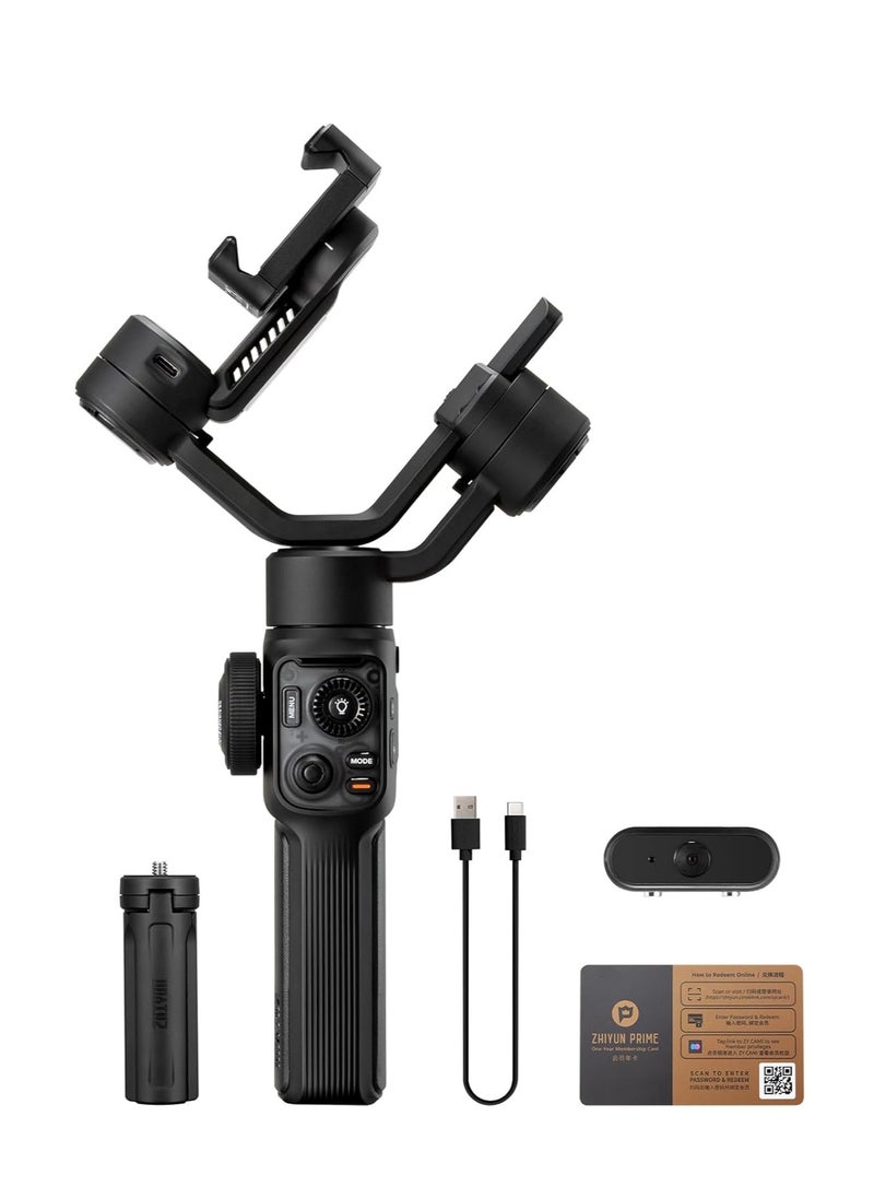 Zhiyun Smooth 5S AI Combo 3-Axis Smartphone Gimbal (Black) - with AI Tracker & Fill Light for Pro Vlogging