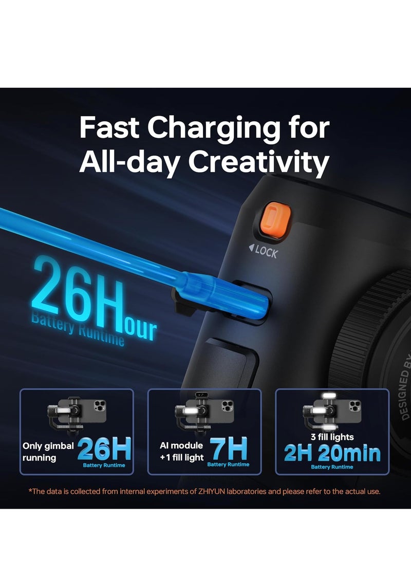 Zhiyun Smooth 5S AI Combo 3-Axis Smartphone Gimbal (Black) - with AI Tracker & Fill Light for Pro Vlogging