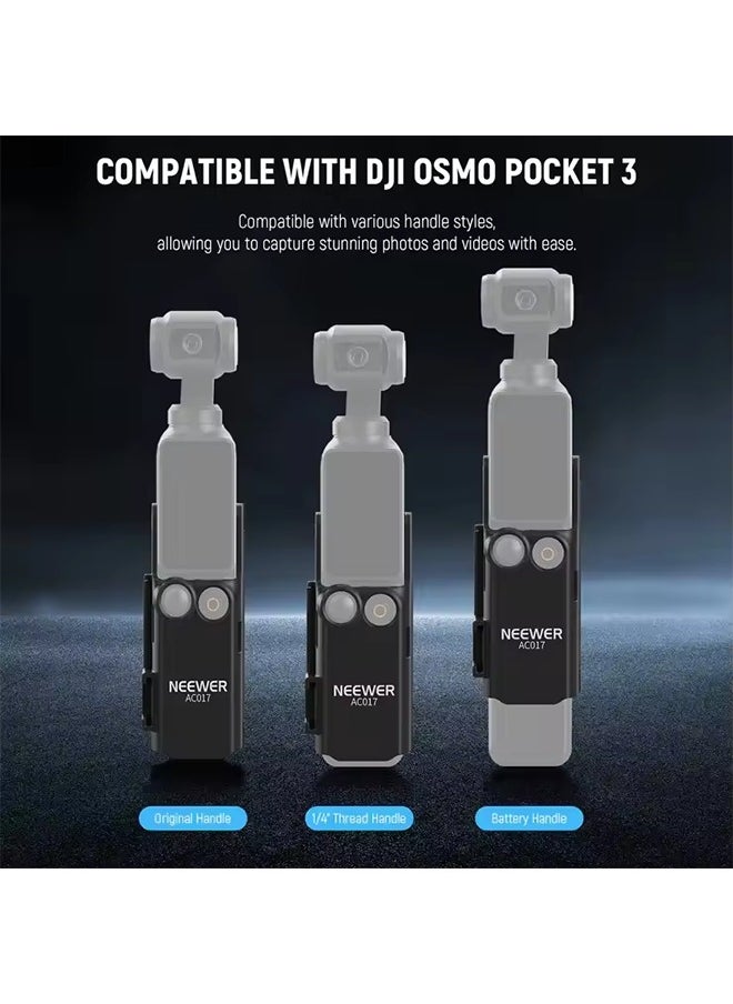 NEEWER Pocket 3 Extension Mount Adapter Compatible with DJI Osmo Pocket 3 Accessories, Protective Cage Bracket Mic Holder Clamp Stand w/Cold Shoe, Mounting Bolt for Tripod Vlog Video Recording, AC017