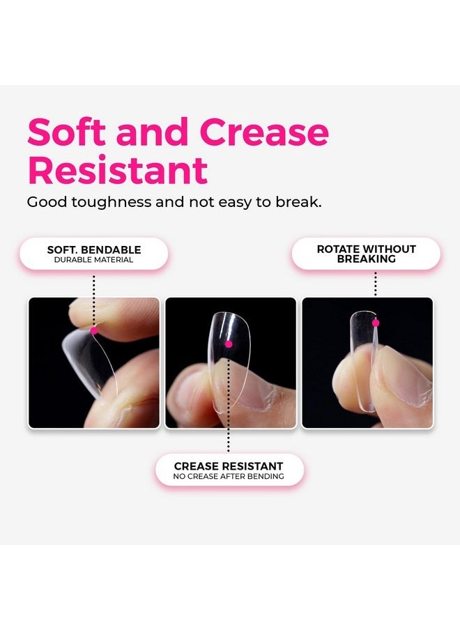 Soft Gel Nail Tips - 360Pcs Soft Gel Nail Extension Tips, 10 Sizes Clear Full Cover Fake Nails For Nail Extension, Long-Lasting Salon Quality, Natural Look & Comfortable Wear (Almond, Long)