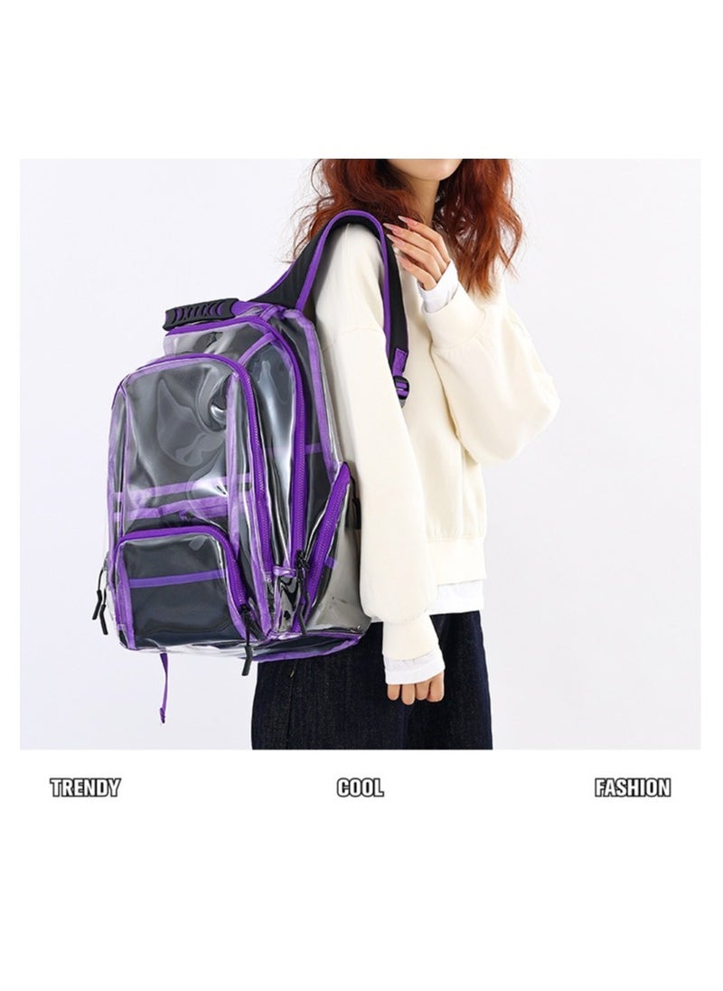 PVC Travel Backpack Transparent Large Capacity Fitness Swimming Bag Backpack Boys and Girls Student Class Waterproof Bag 31*48*17CM