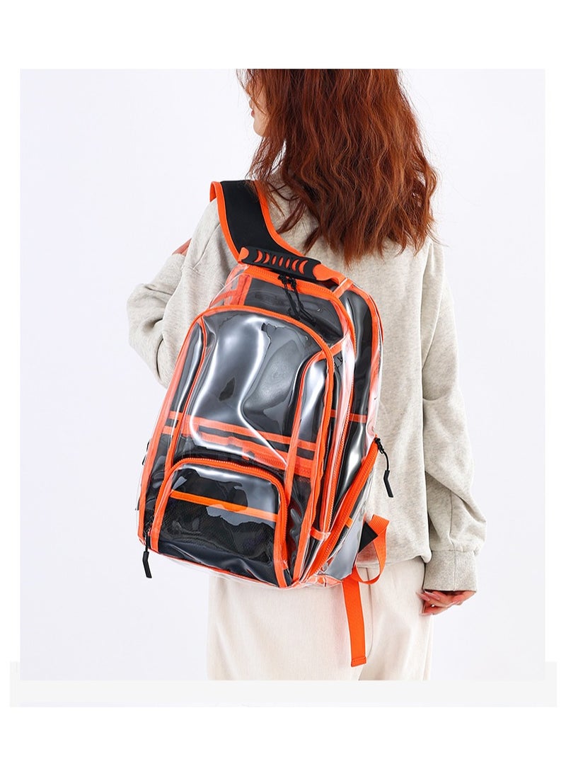 PVC Travel Backpack Transparent Large Capacity Fitness Swimming Bag Backpack Boys and Girls Student Class Waterproof Bag 31*48*17CM