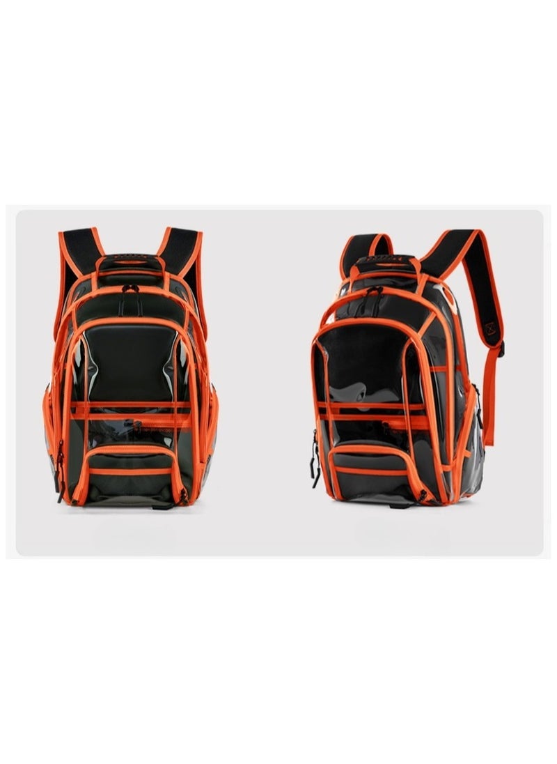 PVC Travel Backpack Transparent Large Capacity Fitness Swimming Bag Backpack Boys and Girls Student Class Waterproof Bag 31*48*17CM