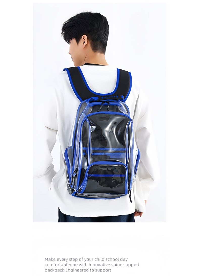 PVC Travel Backpack Transparent Large Capacity Fitness Swimming Bag Backpack Boys and Girls Student Class Waterproof Bag 31*48*17CM