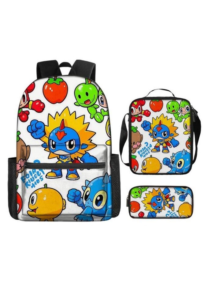 Cartoon three-piece schoolbag with zipper - 466