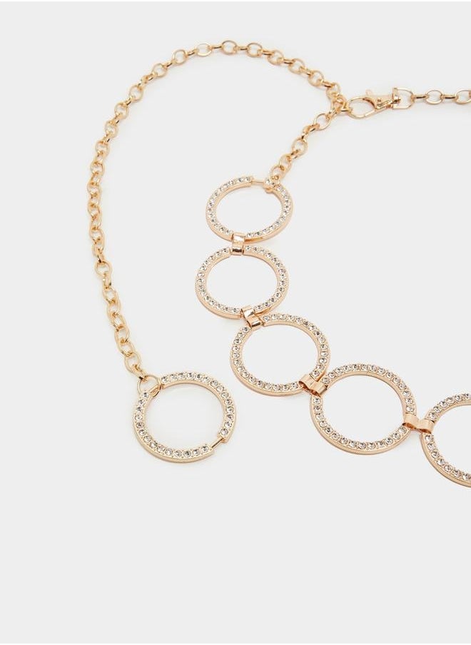 Embellished Multi Circle Chain Belt
