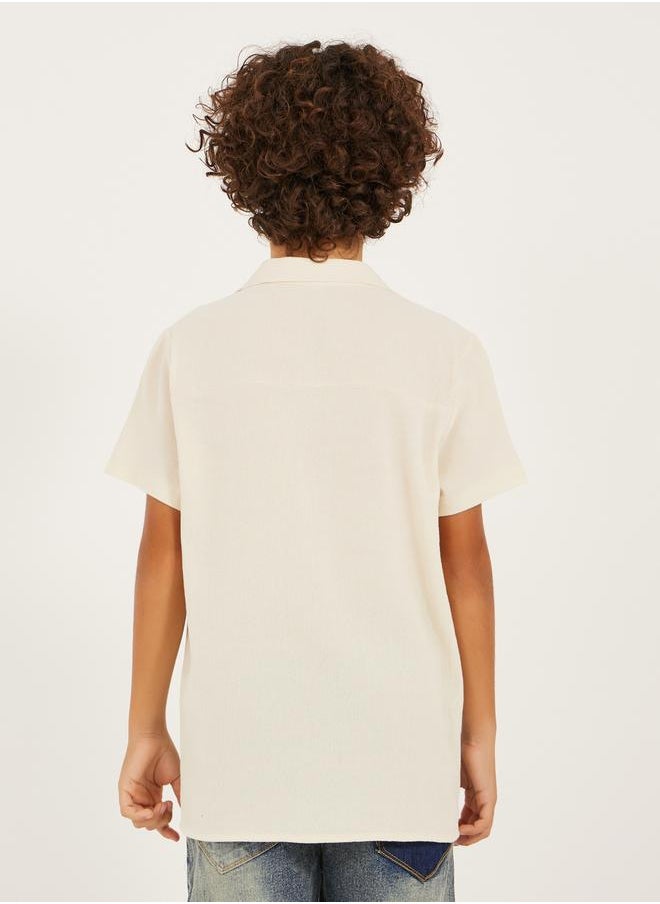 Embroidered Collared Short Sleeve Shirt