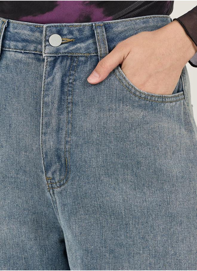 Mid Rise Ombre Wide Leg Jeans