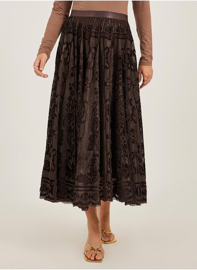 Burnout Design A-Line Midi Skirt