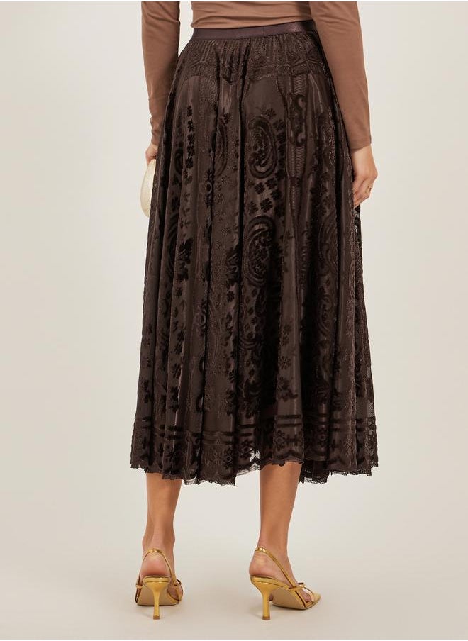 Burnout Design A-Line Midi Skirt
