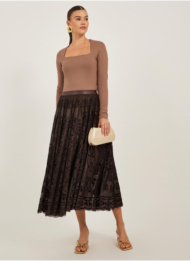Burnout Design A-Line Midi Skirt