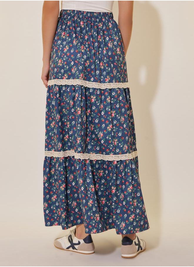 Floral Printed A-Line High Rise Skirt