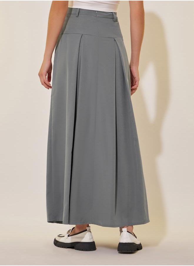 Solid Maxi A-Line Skirt