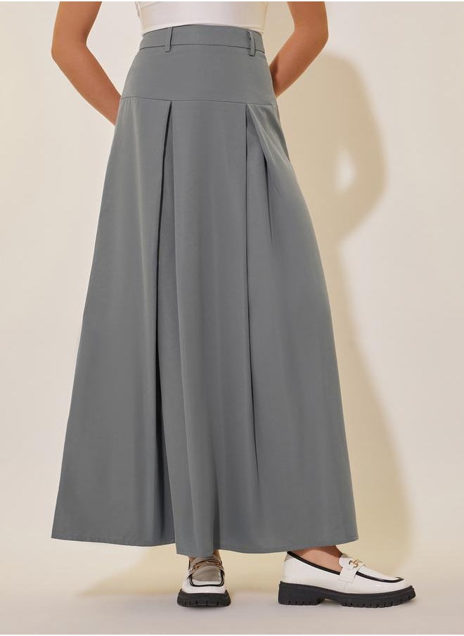Solid Maxi A-Line Skirt