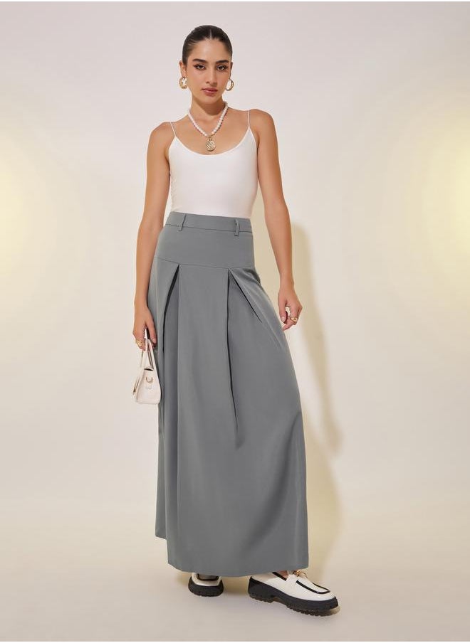 Solid Maxi A-Line Skirt