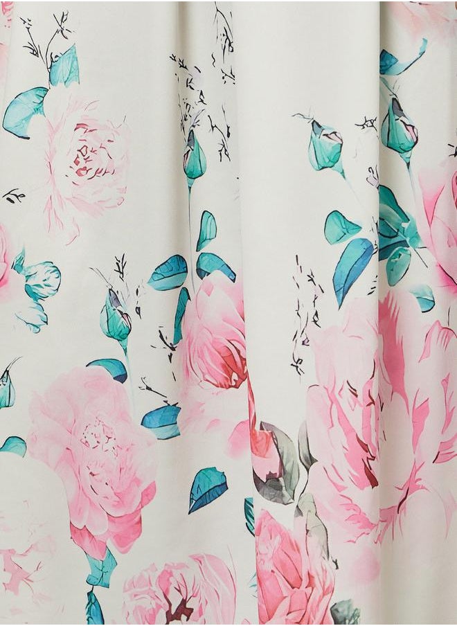 Placement Printed Pleated A-Line Midi Skirt