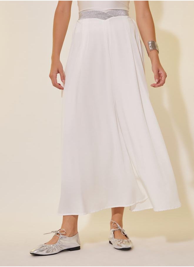 Solid A-Line Maxi Skirt