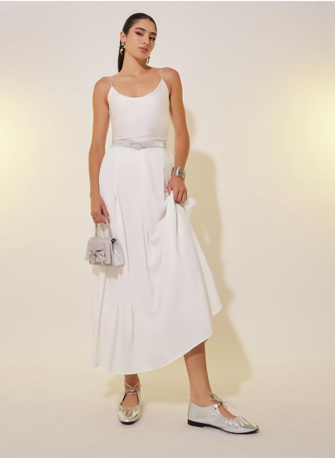 Solid A-Line Maxi Skirt
