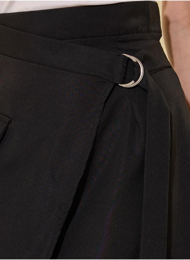 Solid Asymmetric Wrap Midi Skirts