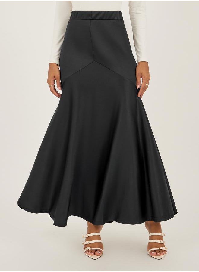 Mid Rise Flared Maxi Skirt