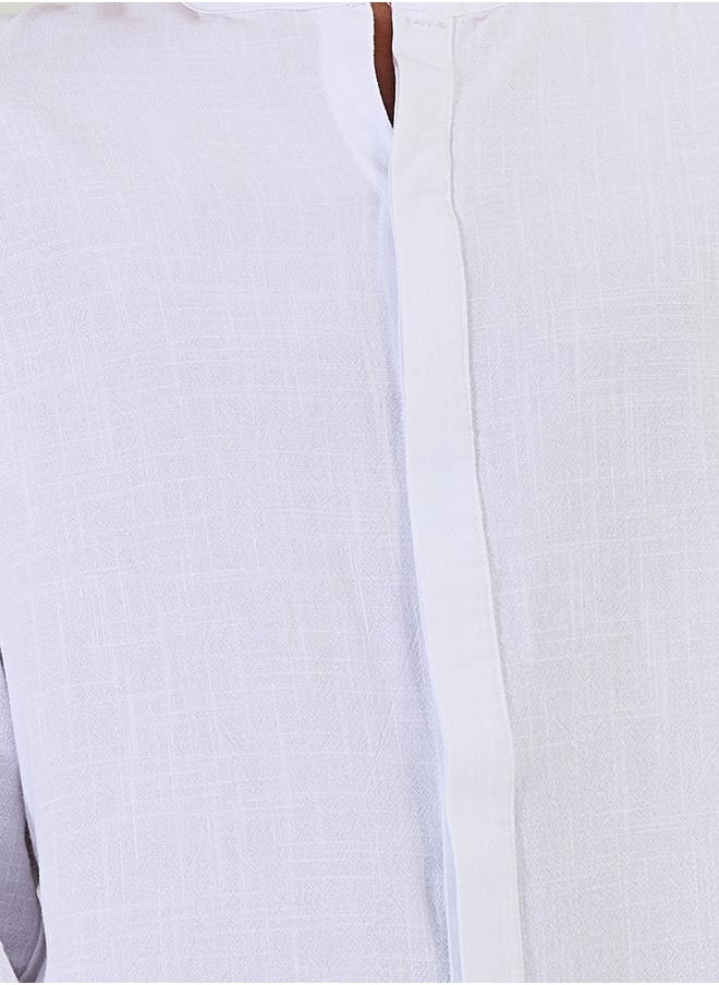 Relaxed Fit Long Sleeve Collarless Shirt