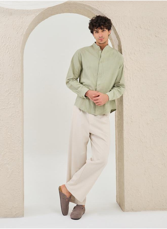 Plain Linen Blend Relaxed Fit Shirt