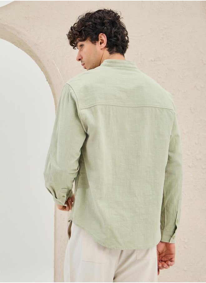 Plain Linen Blend Relaxed Fit Shirt