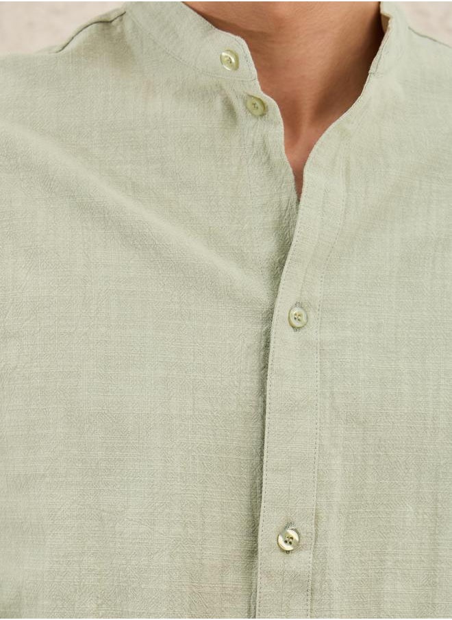 Plain Linen Blend Relaxed Fit Shirt