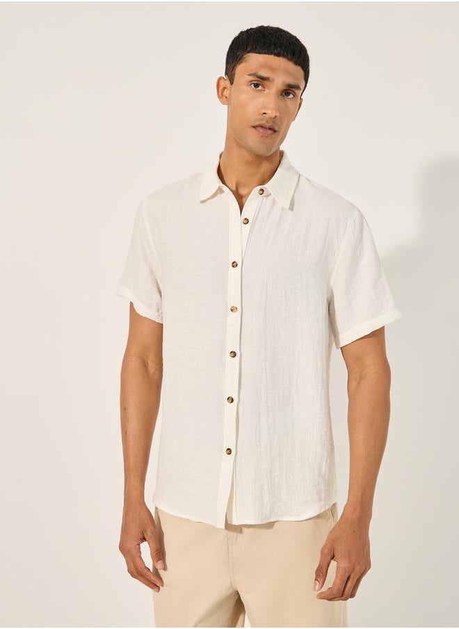 Plain Short Sleeves Relaxed Fit Shirt