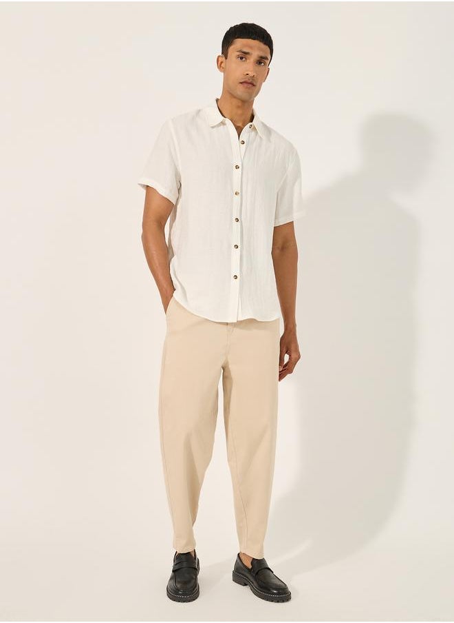 Plain Short Sleeves Relaxed Fit Shirt
