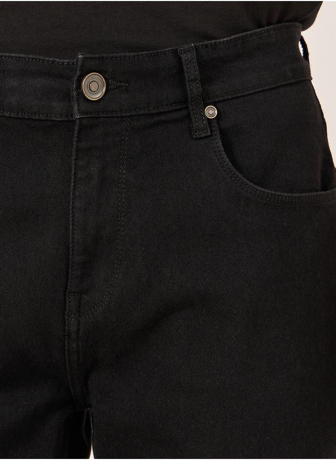 Mid Rise Solid 5-Pocket Skinny Fit Jeans