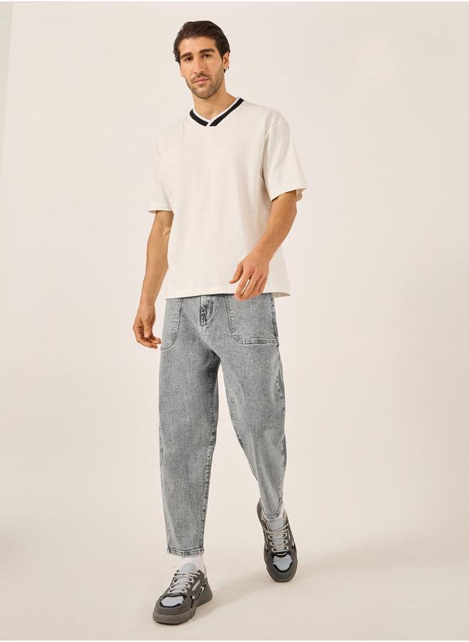 Mid Rise Washed Balloon Fit Jeans