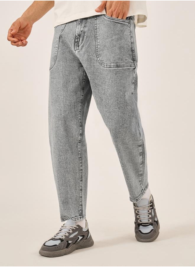 Mid Rise Washed Balloon Fit Jeans